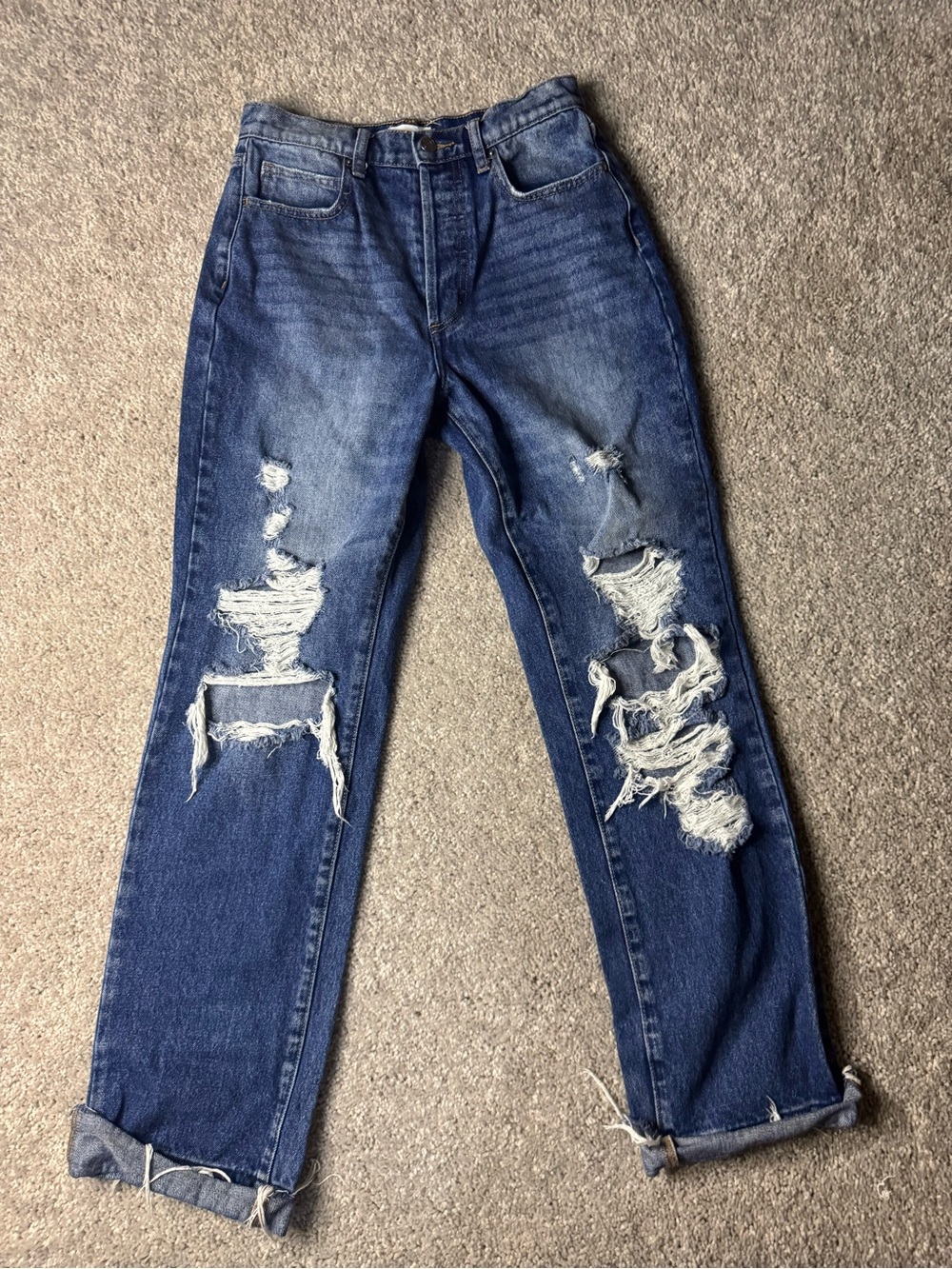 Cello Ripped Medium Blue Wide-Leg Jeans